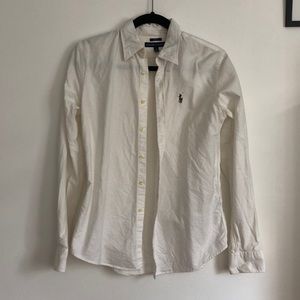 White Ralph Lauren slim fit bottom down long sleeve